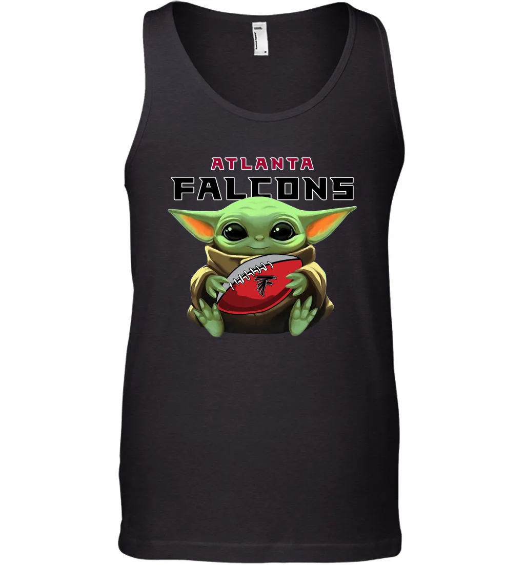 Baby Yoda Loves The Atlanta Falcons Star Wars Baby Yoda Hugs Falcons NFL Mens Tank Top