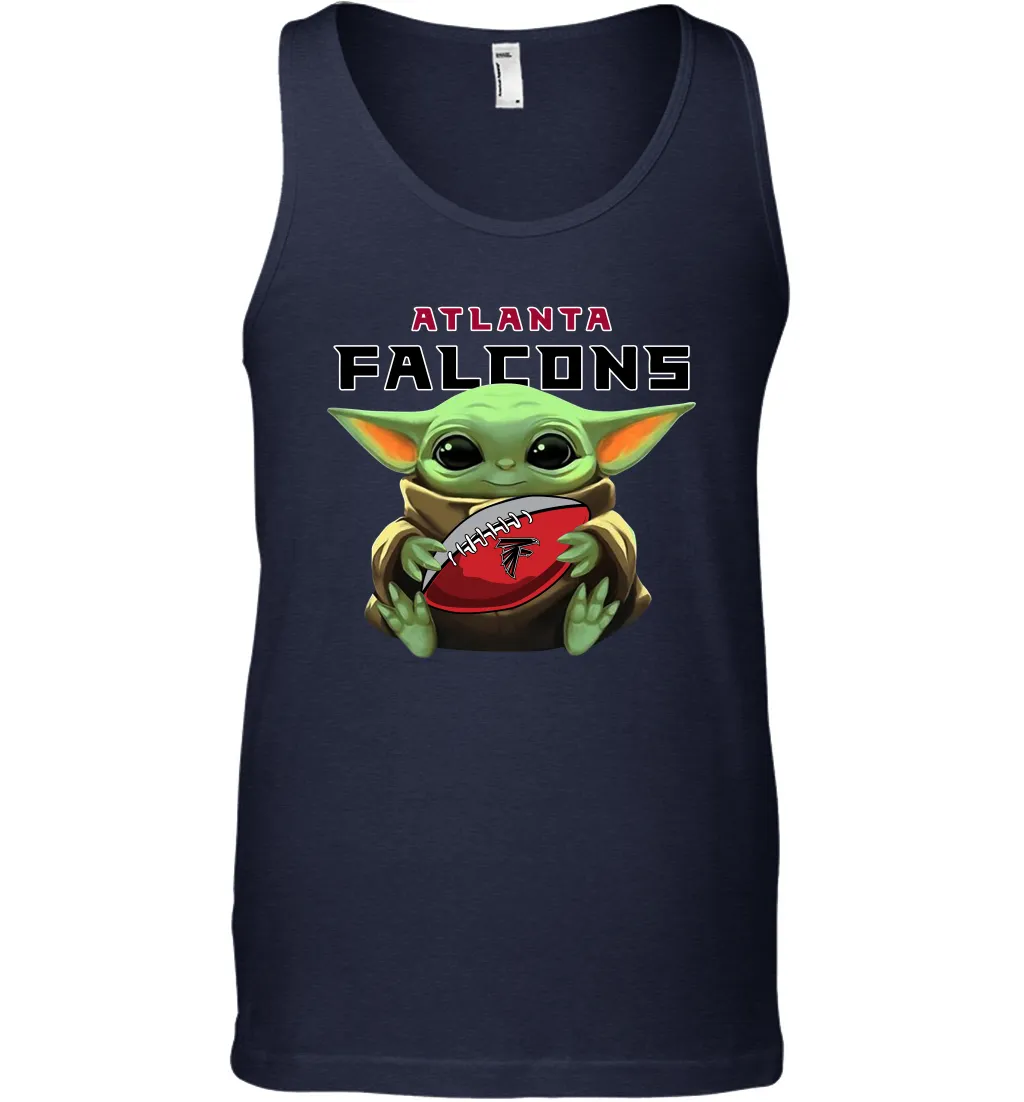 Baby Yoda Loves The Atlanta Falcons Star Wars Baby Yoda Hugs Falcons NFL Mens Tank Top