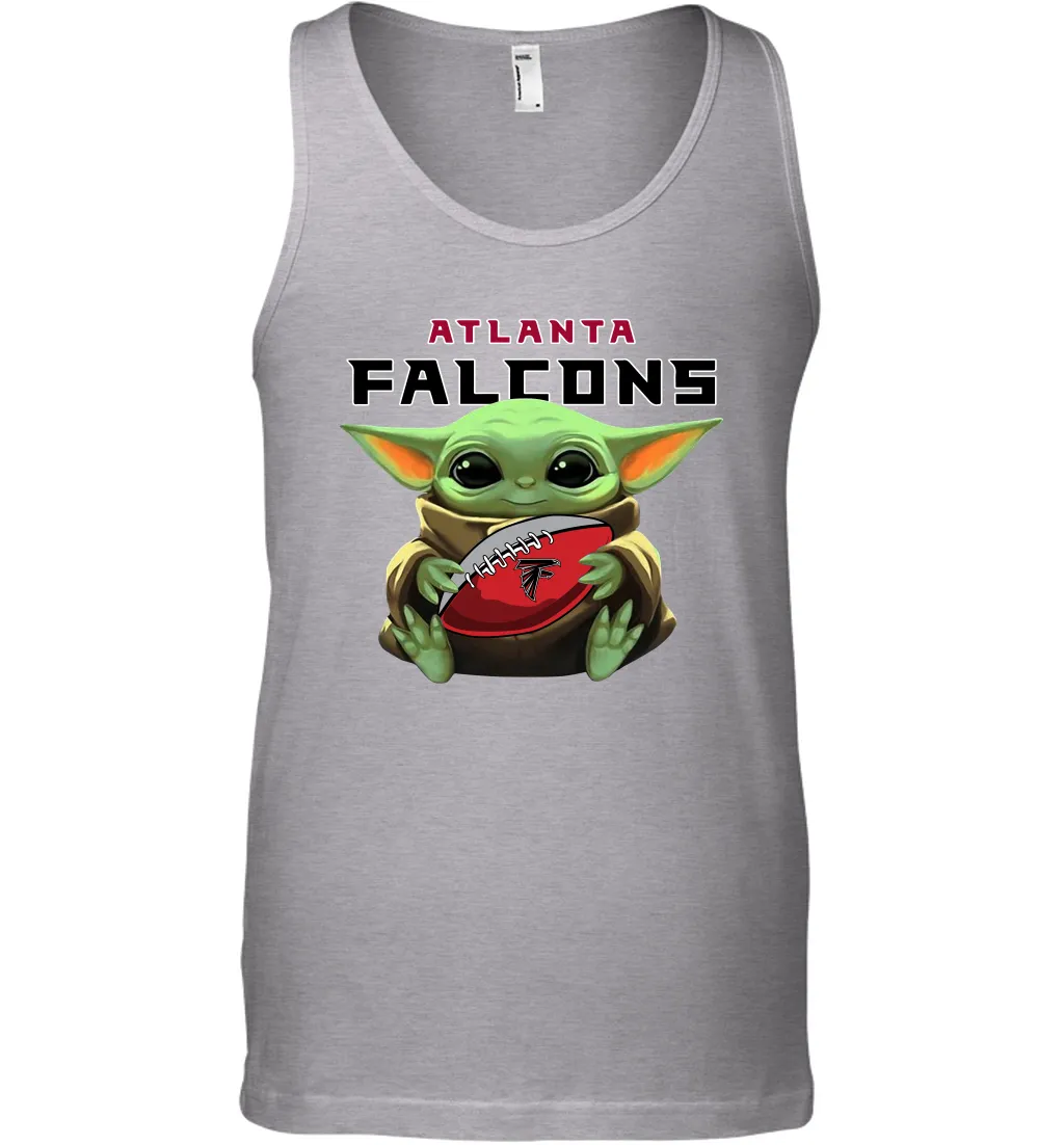 Baby Yoda Loves The Atlanta Falcons Star Wars Baby Yoda Hugs Falcons NFL Mens Tank Top