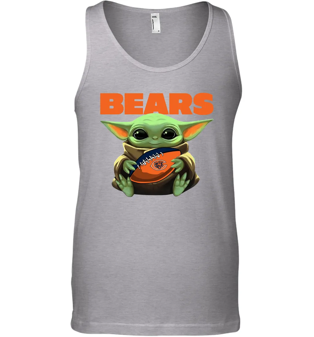 Baby Yoda Loves The Chicago Bears Star Wars Baby Yoda Hugs Bears NFL Mens Tank Top