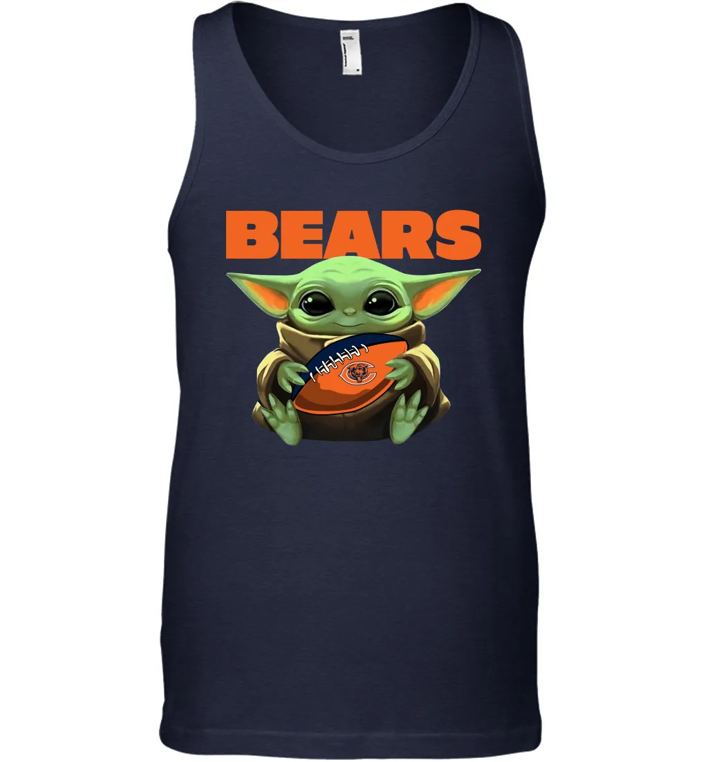 Baby Yoda Loves The Chicago Bears Star Wars Baby Yoda Hugs Bears NFL Mens Tank Top