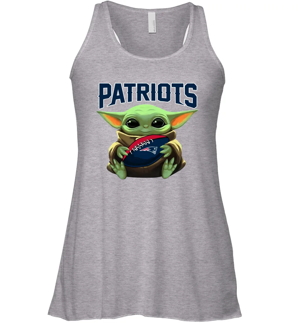 Baby Yoda Loves The New England Patriots Star Wars Baby Yoda Hugs Patriots NFL Womens Racerback Tank Top