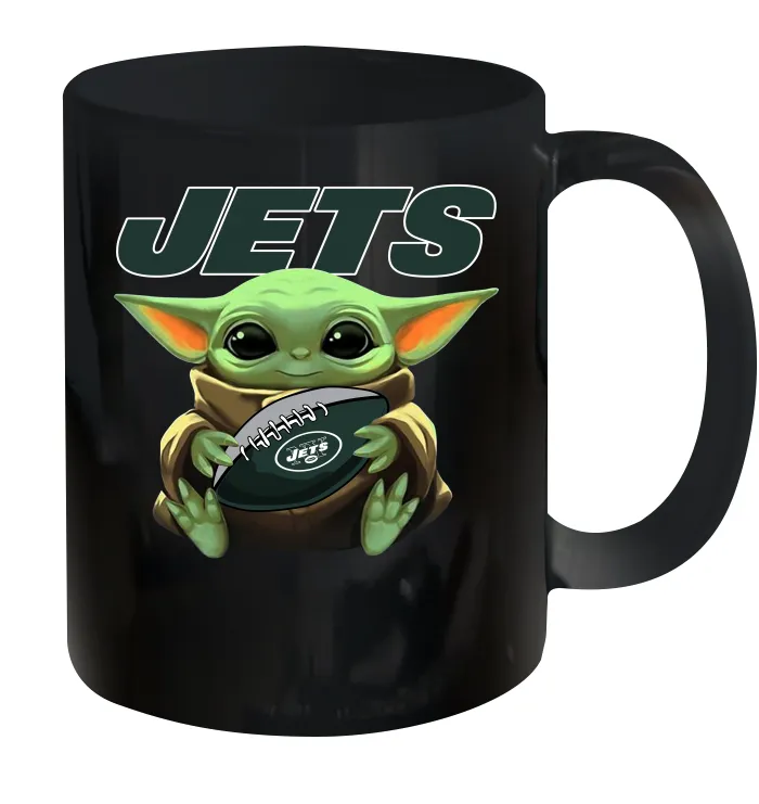 Baby Yoda Loves The New York Jets Star Wars Baby Yoda Hugs Jets NFL Ceramic Mug 11oz