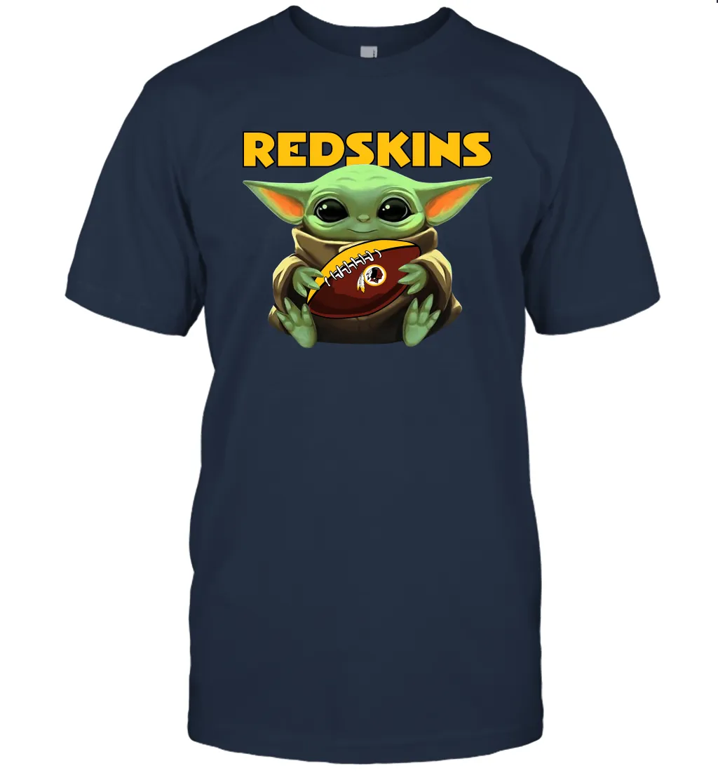 Baby Yoda Loves The Washington Redskins Star Wars Baby Yoda Hugs Redskins NFL Mens T-Shirt