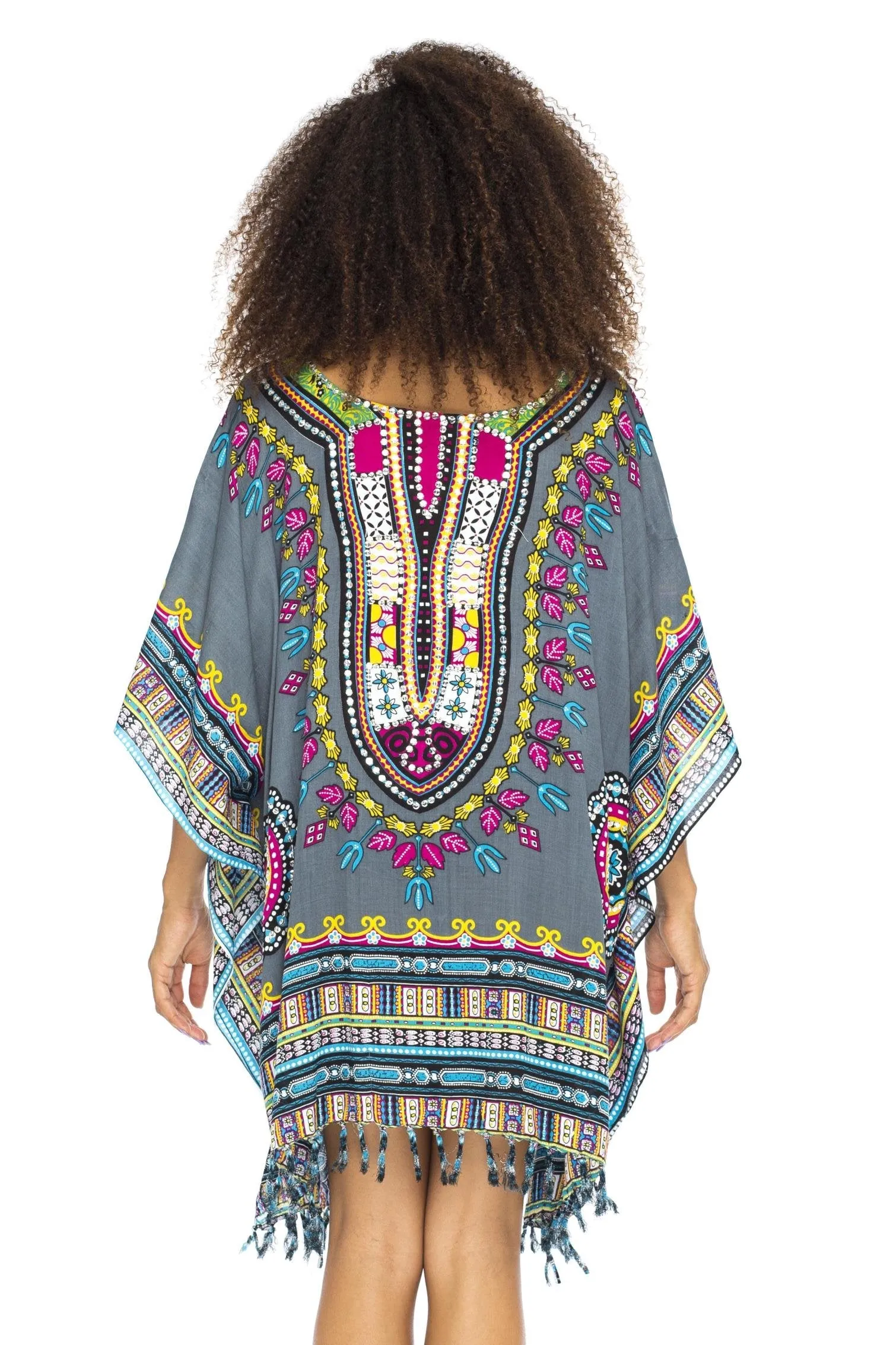 Back From Bali Womens Short Swimsuit Beach Cover Up Sequins African Patterns