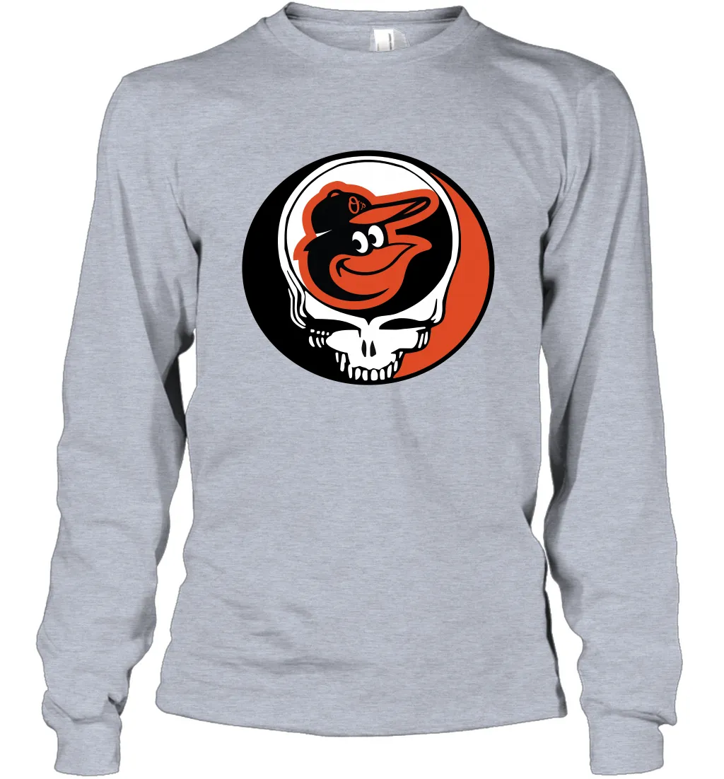 Baltimore Orioles Grateful Dead Steal Your Face Baseball Adult Long Sleeve T-Shirt