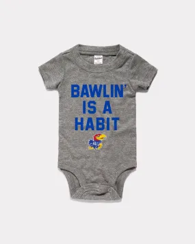 Bawlin' Is A Habit Vintage Kansas Jayhawks Grey Onesie