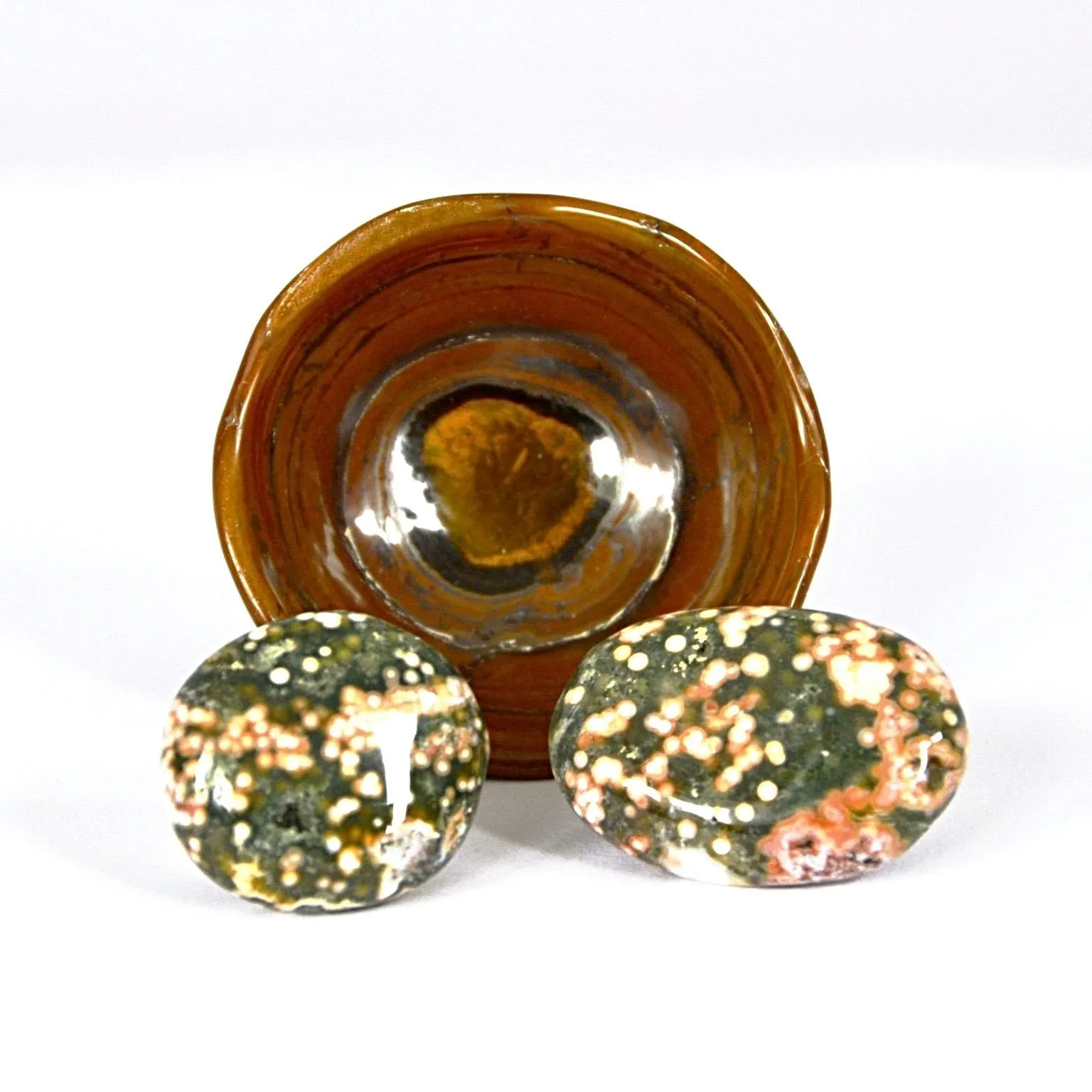 Be Brave Tigers Eye trinket dish and stones | Set of 3