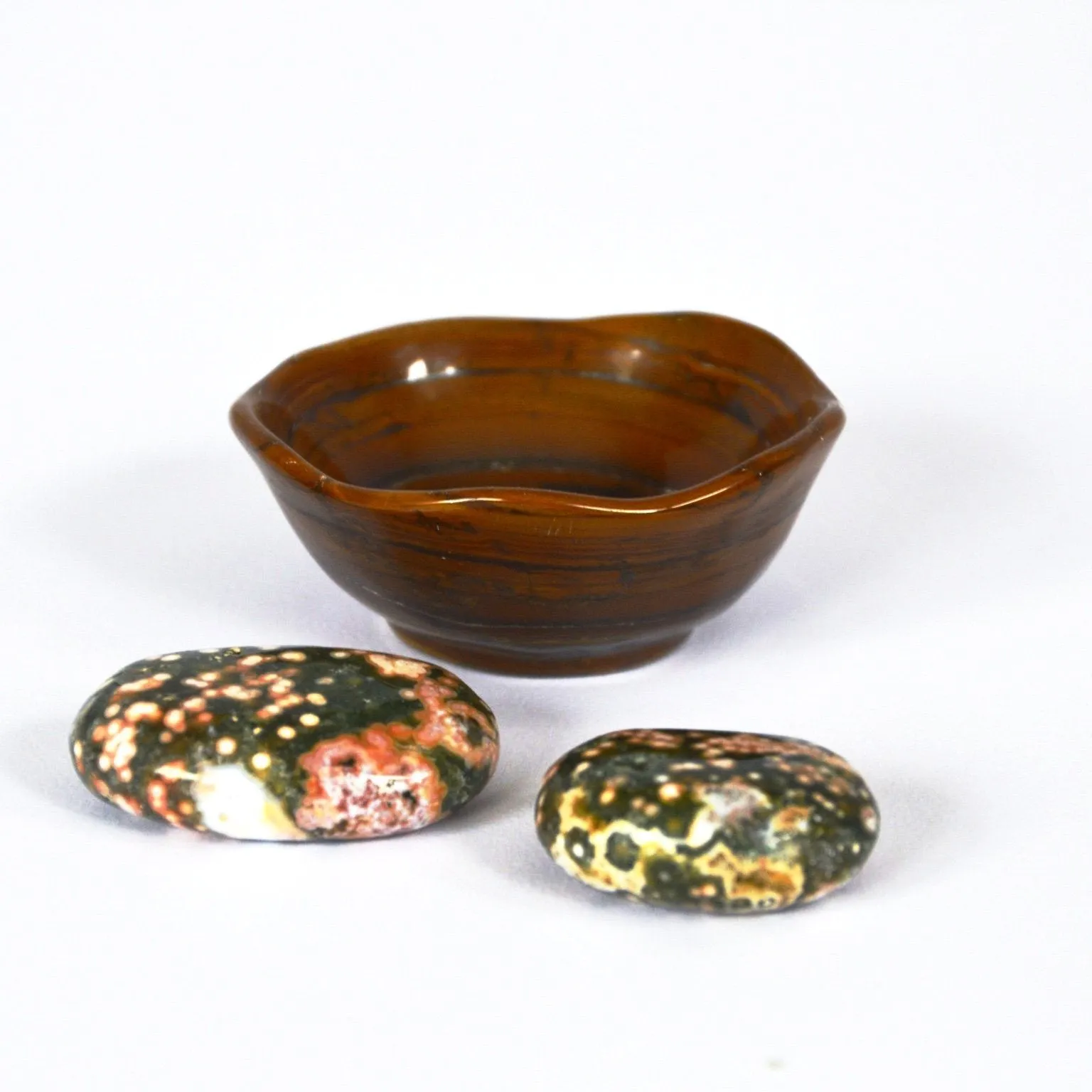 Be Brave Tigers Eye trinket dish and stones | Set of 3