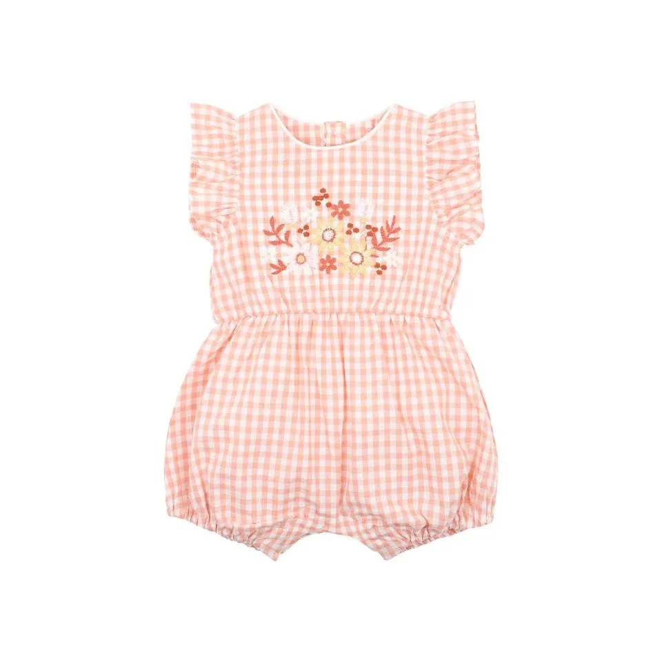 Bebe Baby Hallie Embroided Bodysuit - Pumpkin Check