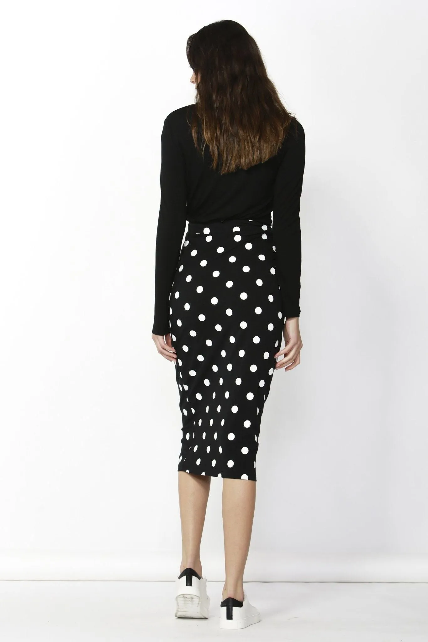 Betty Basics Gigi Skirt in Black with White Polka Dot