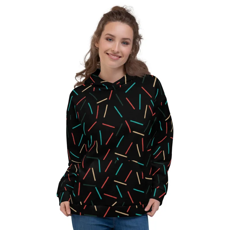 Black Birthday Sprinkle Women's Sweatshirt, Premium Hoodie Long Sleeve Top- Made in EU