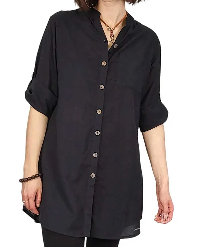 Black Cotton Kurta Tunic