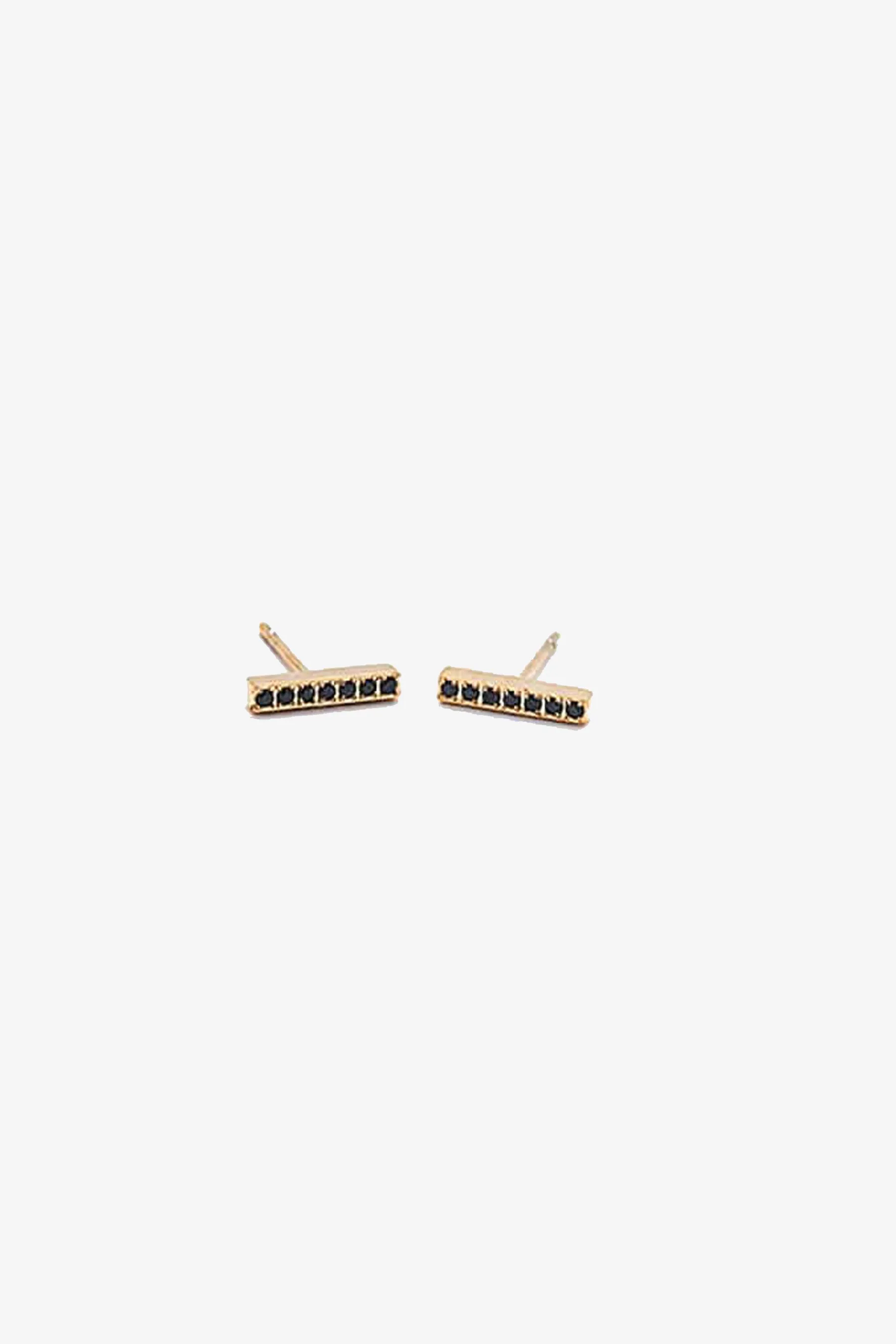 Black Pave Gold Bar Stud Earrings