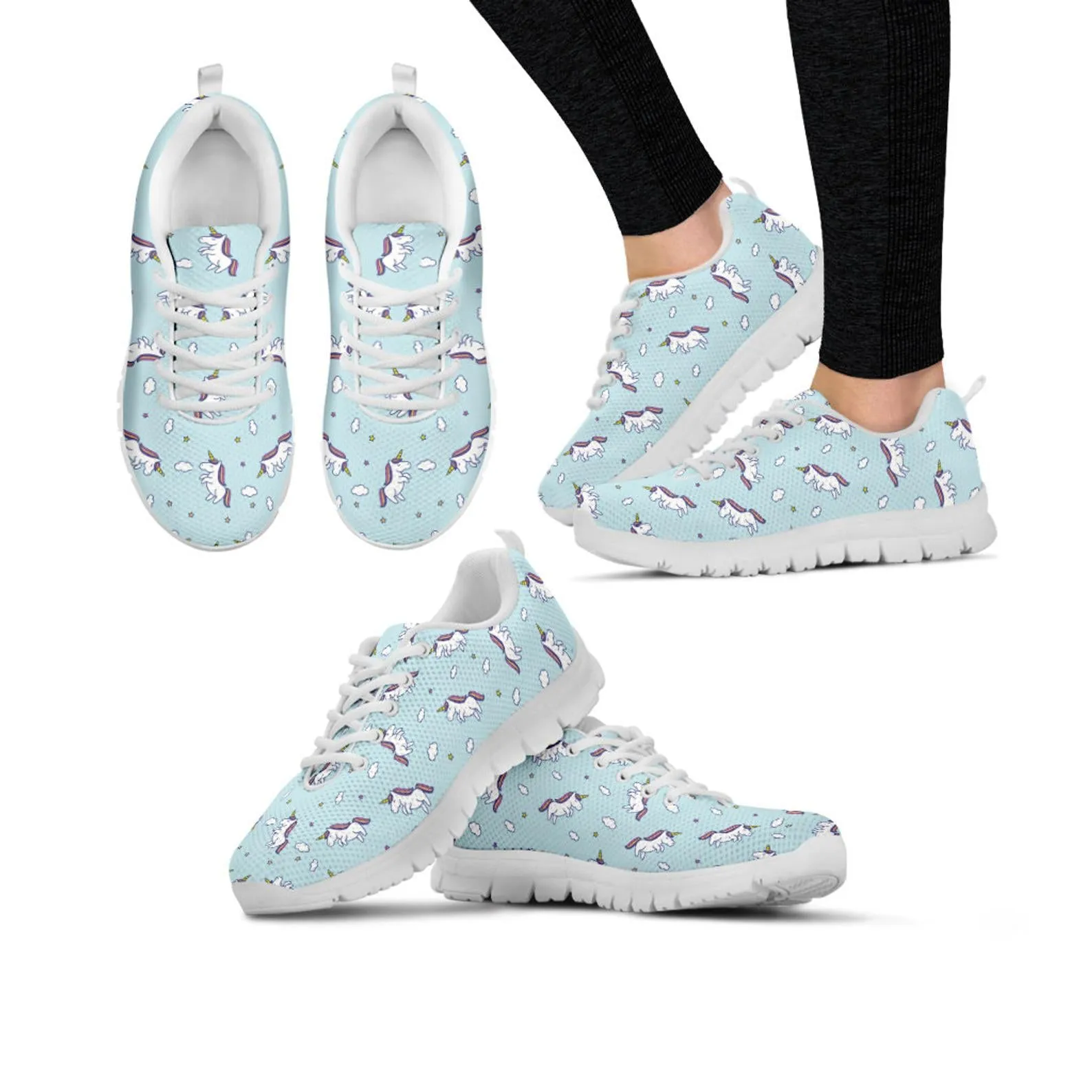 Blue Unicorn Shoes Unicorn Sneakers Running Shoes Unicorn Print Casual Shoes Unicorn Lover Gifts Clothing for Womens Mens Kids Adults