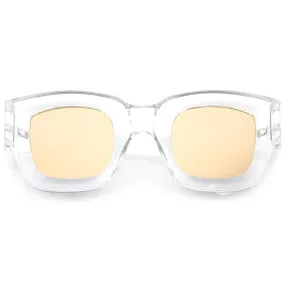 Bold Horned Rim Mirrored Sunglasses