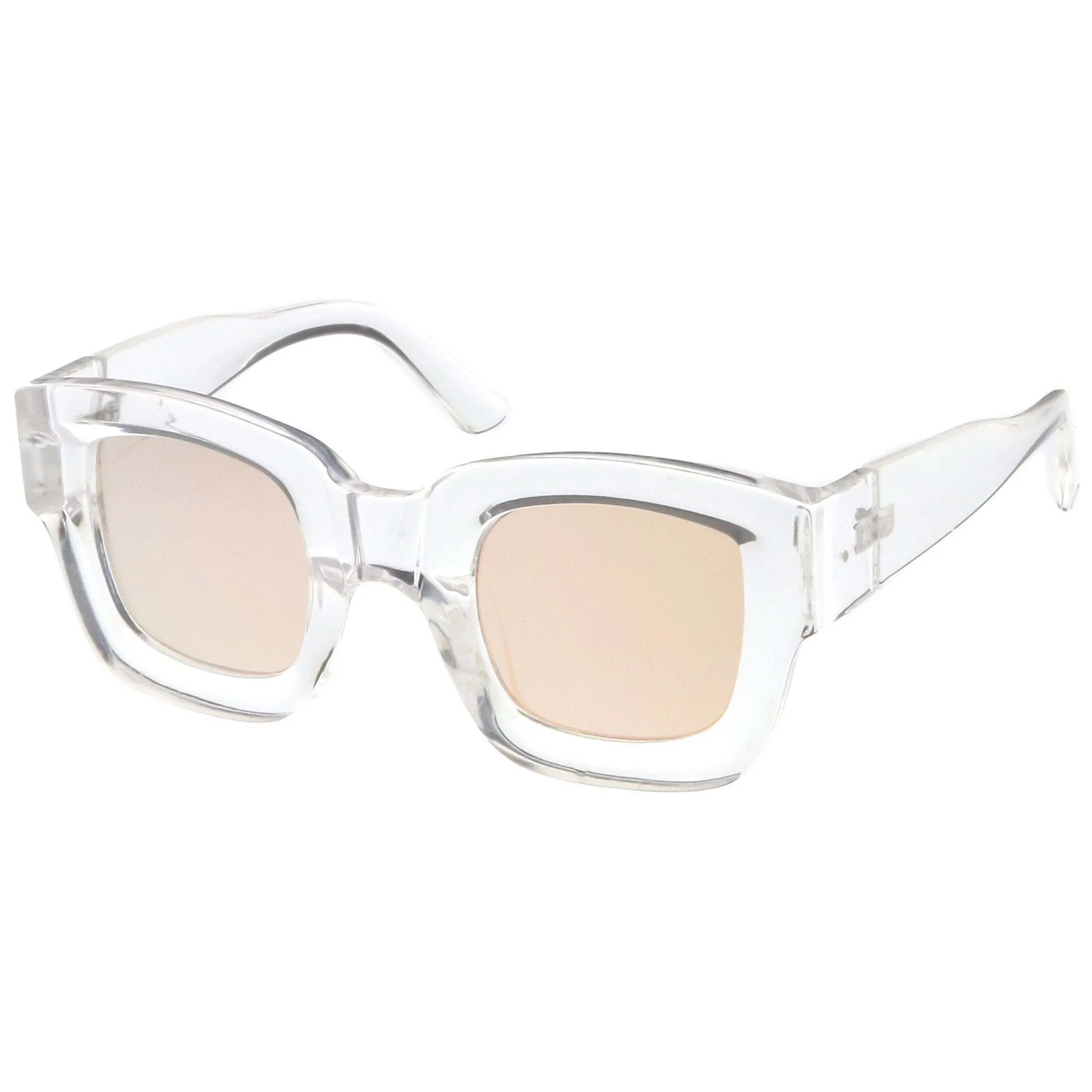 Bold Horned Rim Mirrored Sunglasses