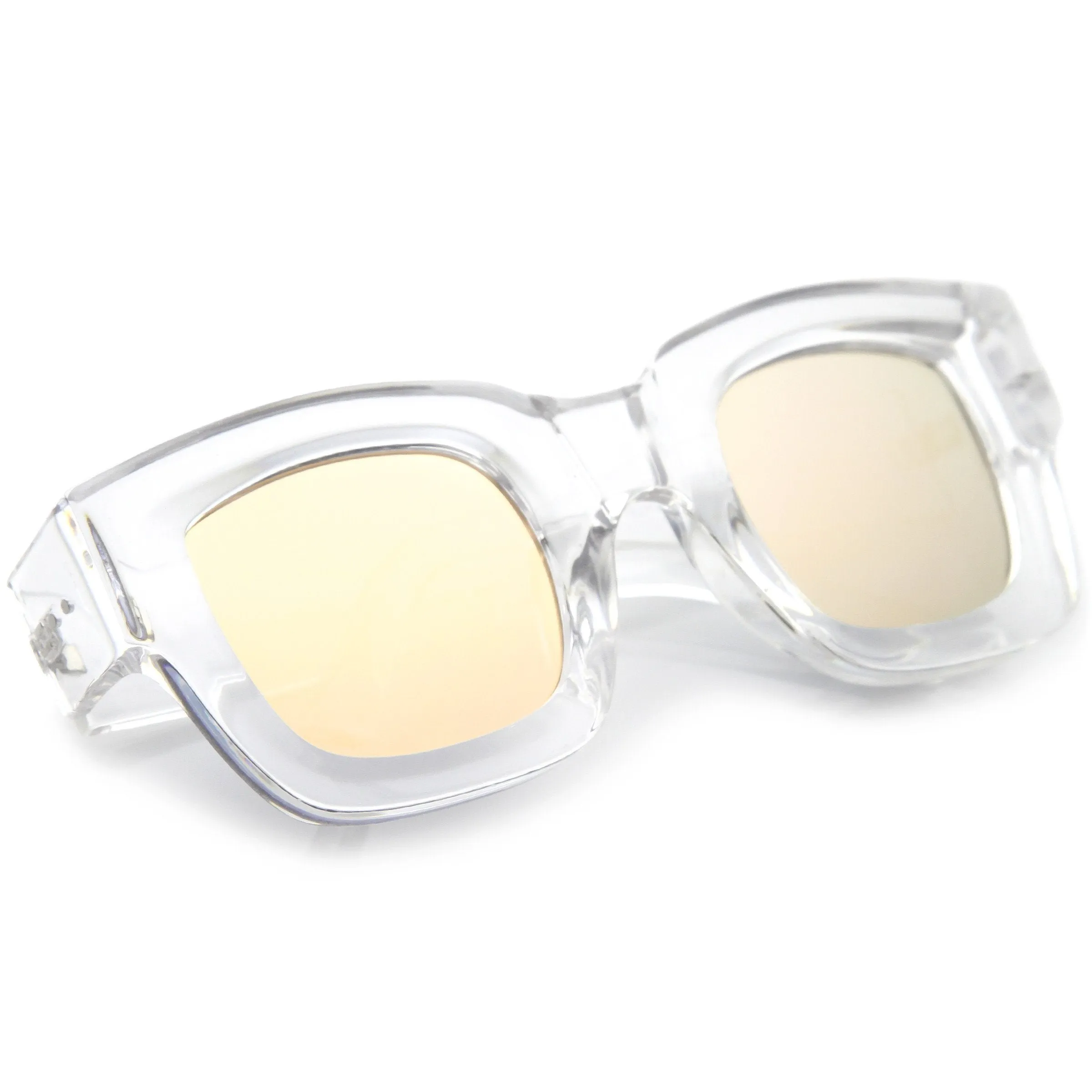 Bold Horned Rim Mirrored Sunglasses