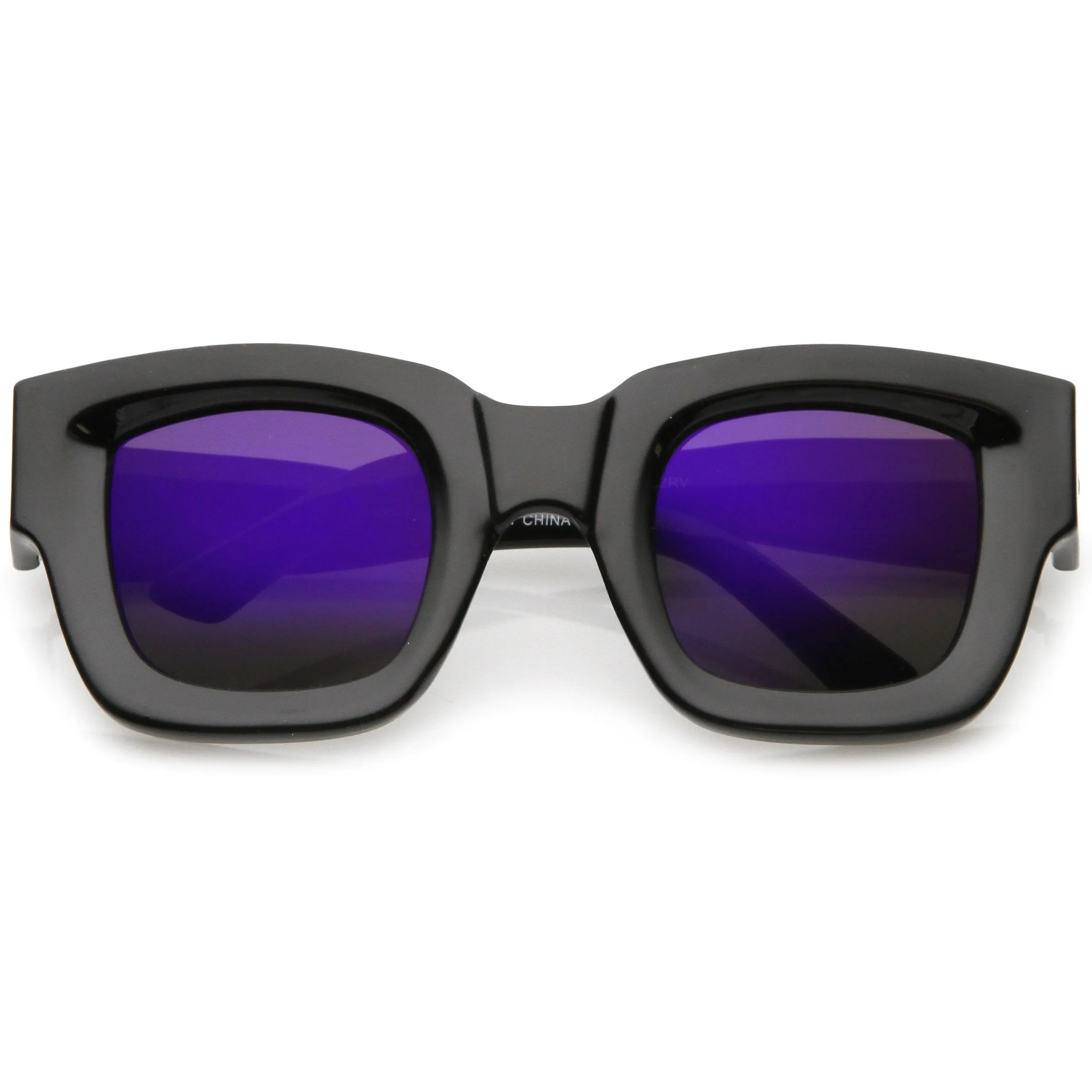 Bold Horned Rim Mirrored Sunglasses