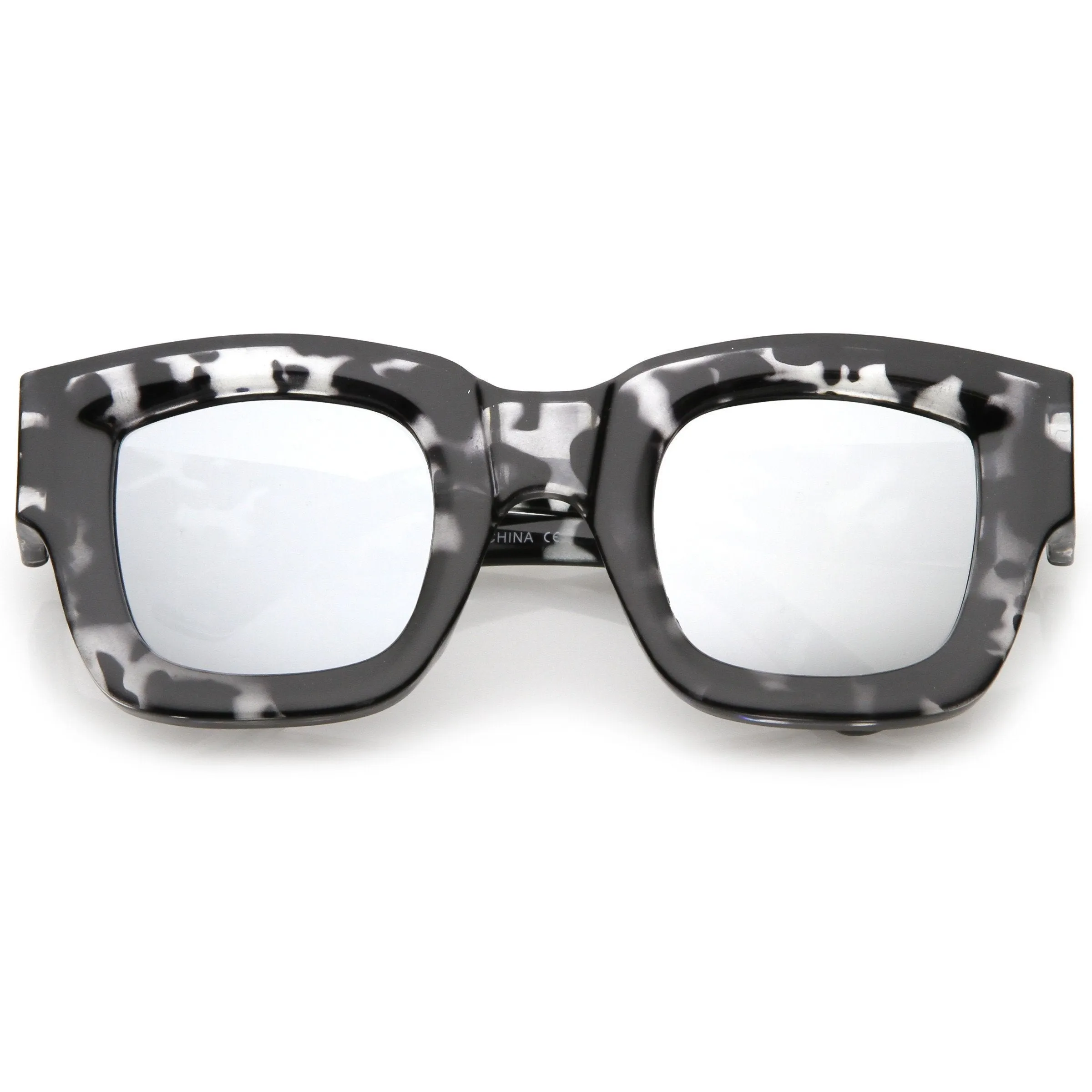 Bold Horned Rim Mirrored Sunglasses