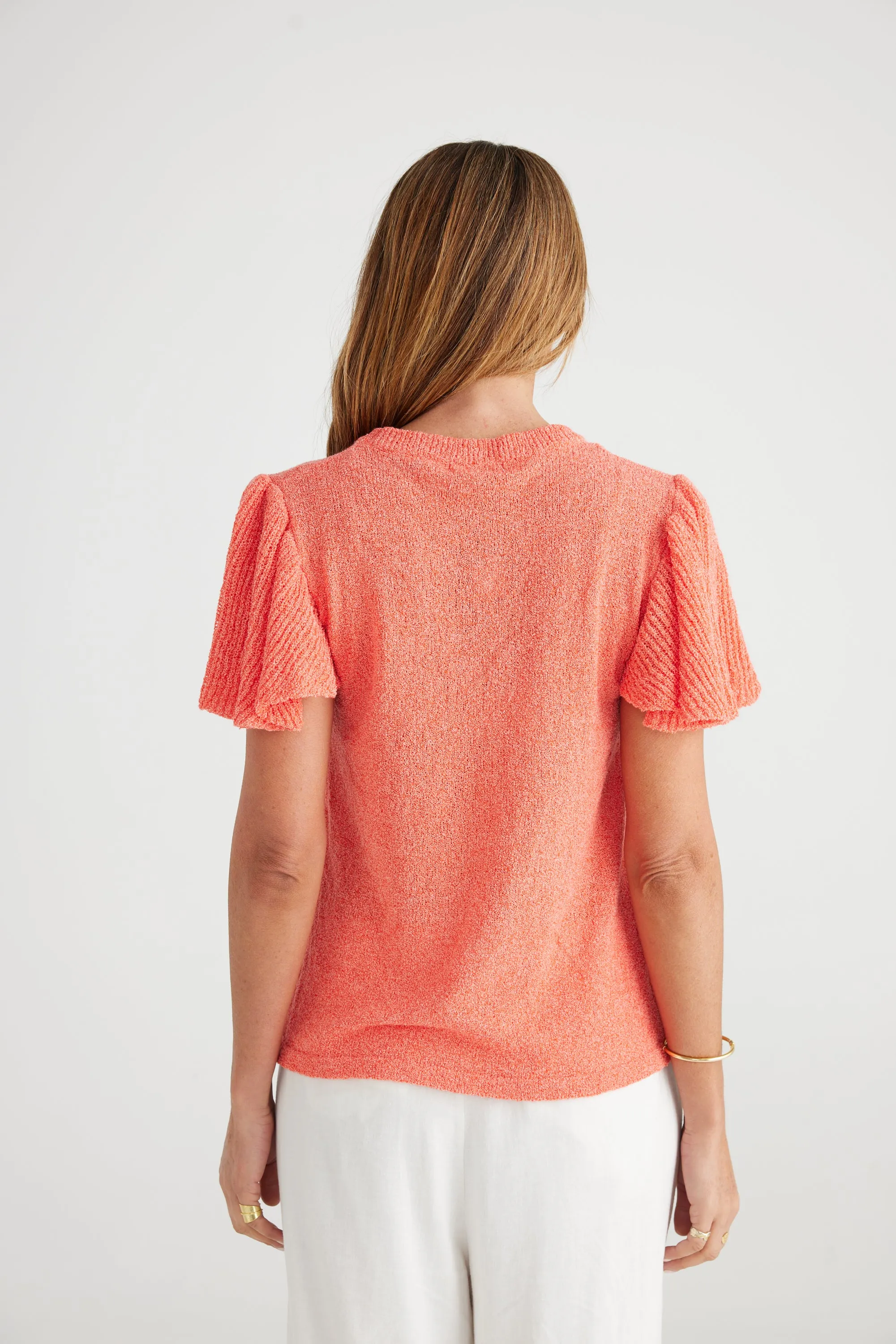 Brave & True Manderly Knit Top Mandarin Marle