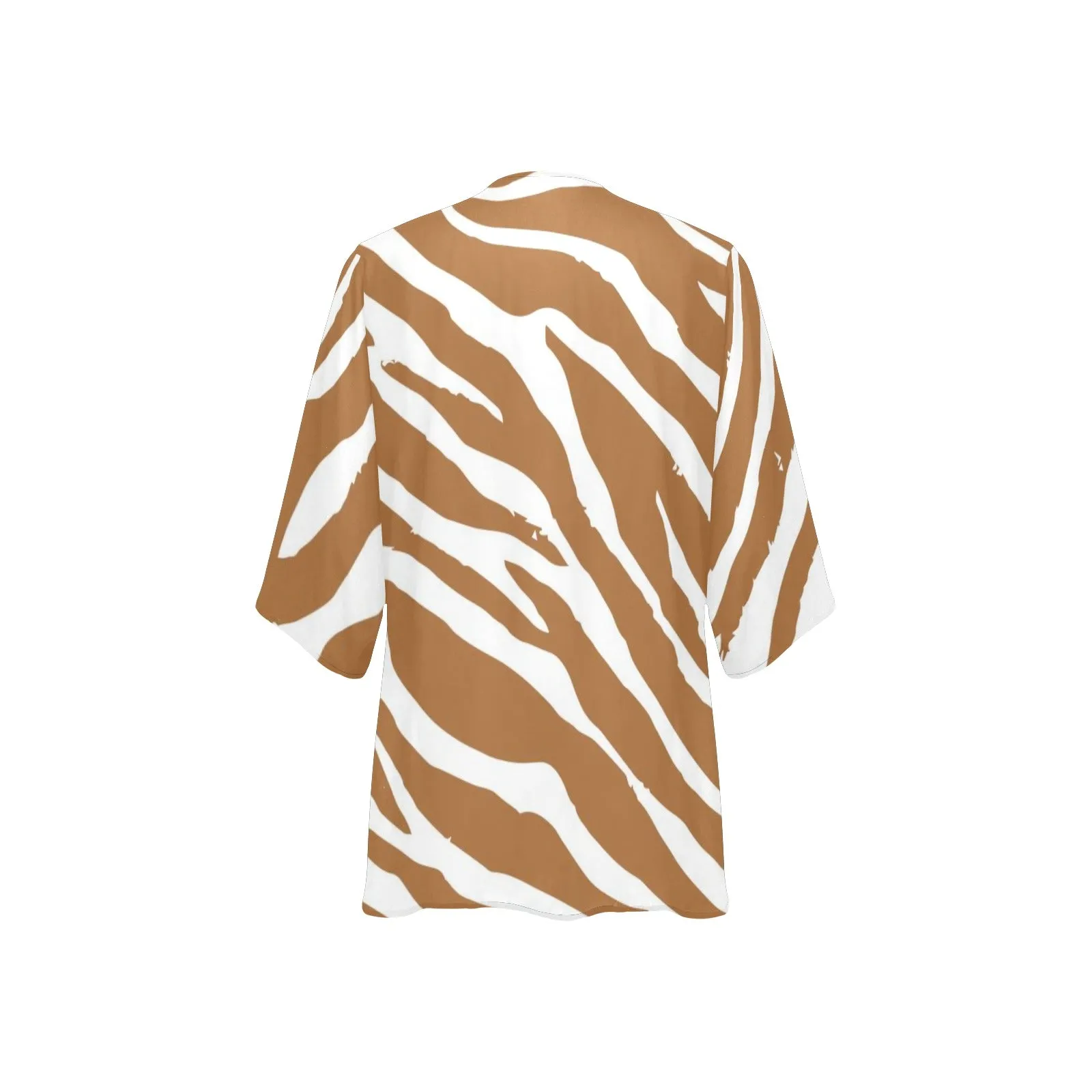 Brown Zebra Stripe Women's Chiffon Kimono