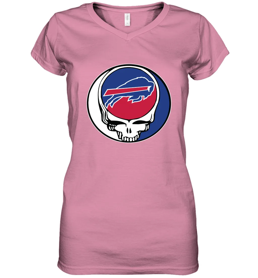 Buffalo Bills Grateful Dead Steal Your Face NFL Football Womens V-Neck T-Shirt