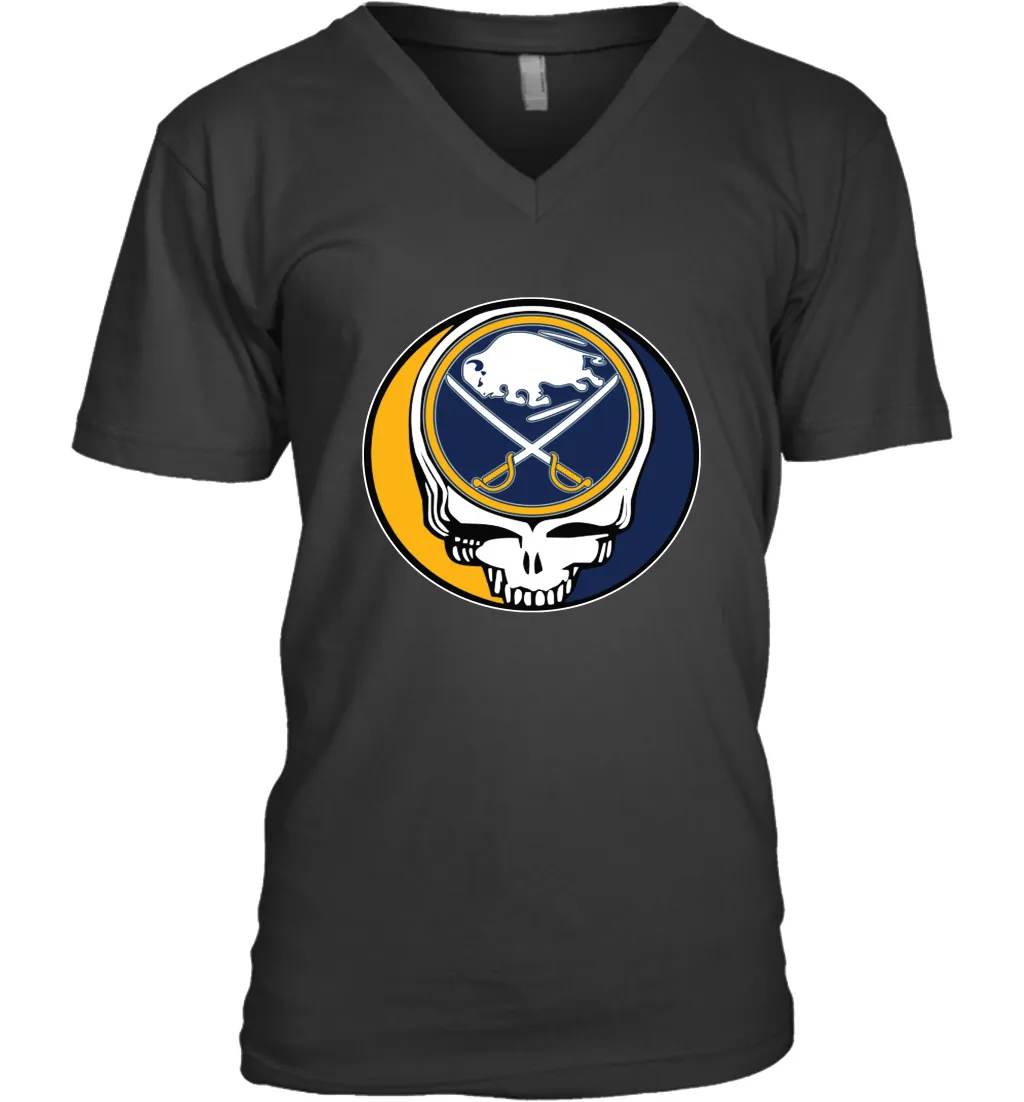 Buffalo Sabres Grateful Dead Steal Your Face Hockey NHL Mens V-Neck T-Shirt