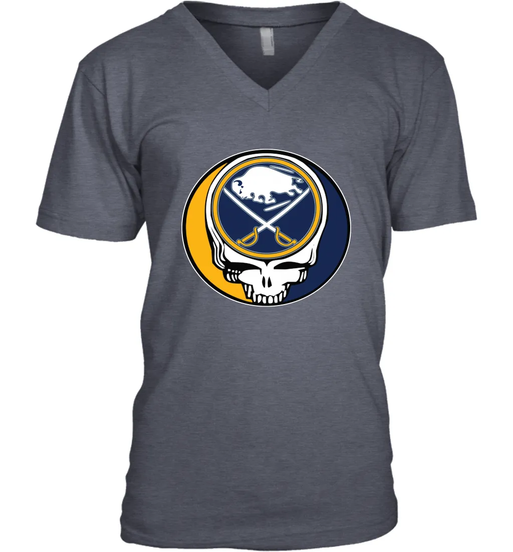 Buffalo Sabres Grateful Dead Steal Your Face Hockey NHL Mens V-Neck T-Shirt