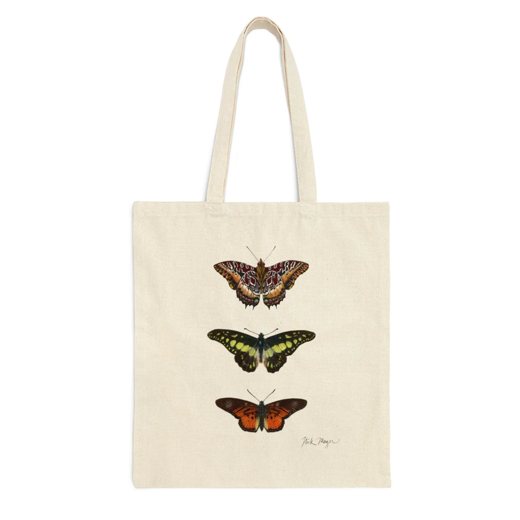 Butterfly Trio Cotton Canvas Tote Bag