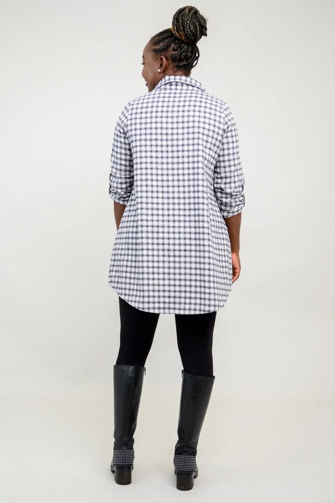 Celine Tunic, Silver Plaid, Cotton Flannel - Final Sale