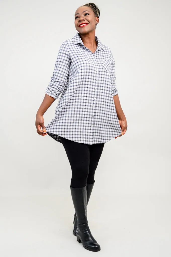 Celine Tunic, Silver Plaid, Cotton Flannel - Final Sale