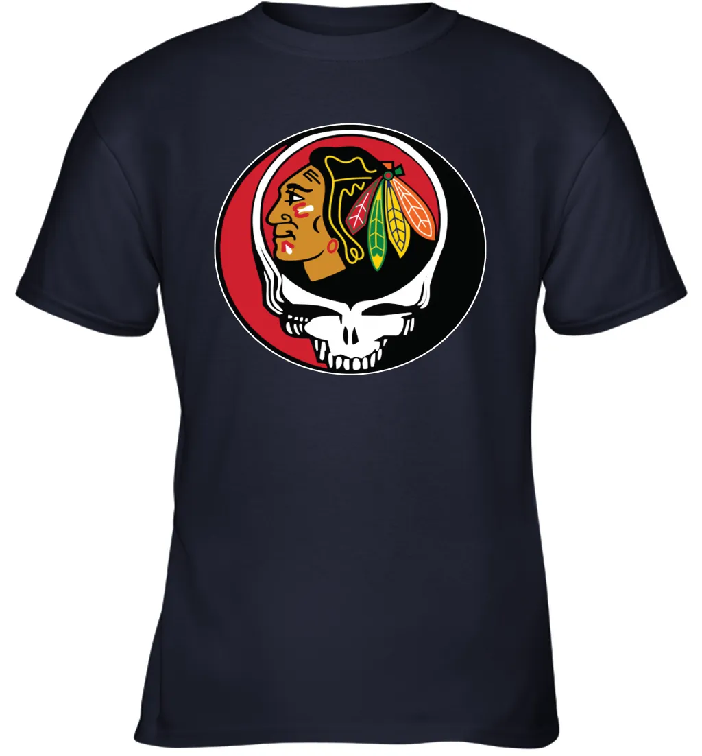 Chicago Blackhawks Grateful Dead Steal Your Face Hockey NHL Youth T-Shirt