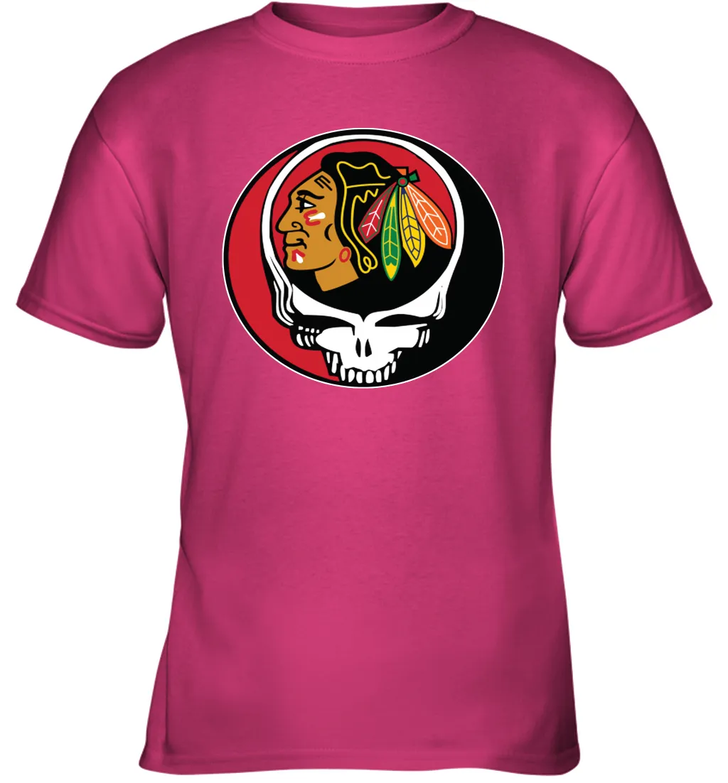 Chicago Blackhawks Grateful Dead Steal Your Face Hockey NHL Youth T-Shirt