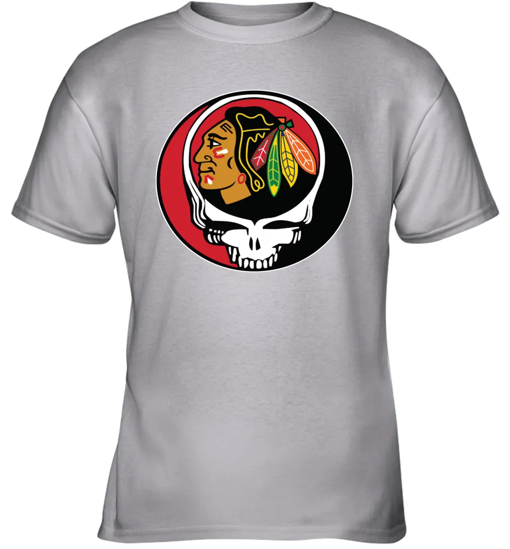 Chicago Blackhawks Grateful Dead Steal Your Face Hockey NHL Youth T-Shirt