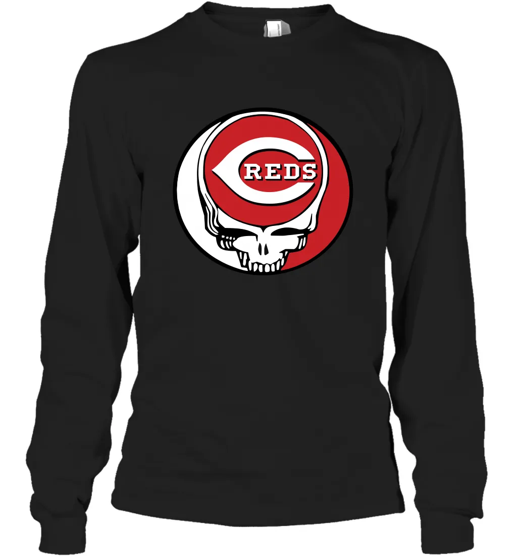 Cincinnati Reds Grateful Dead Steal Your Face Baseball Adult Long Sleeve T-Shirt