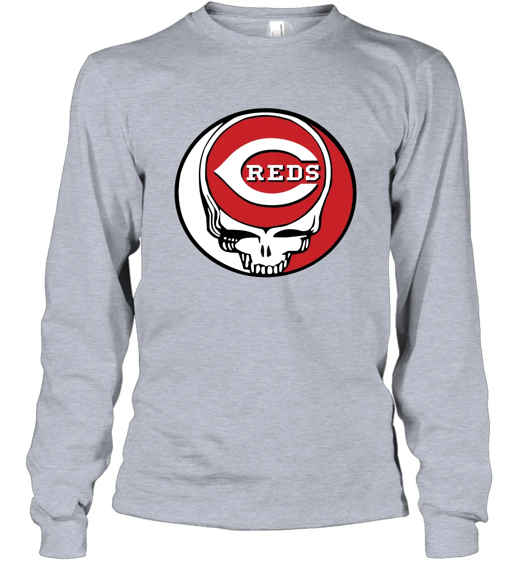 Cincinnati Reds Grateful Dead Steal Your Face Baseball Adult Long Sleeve T-Shirt