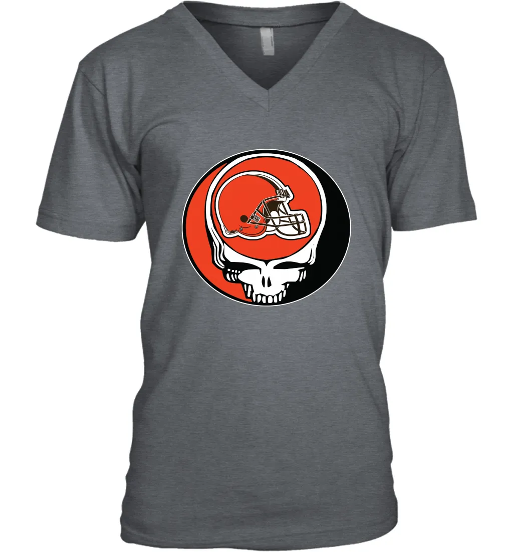 Cleveland Browns Grateful Dead Steal Your Face NFL Football Mens V-Neck T-Shirt