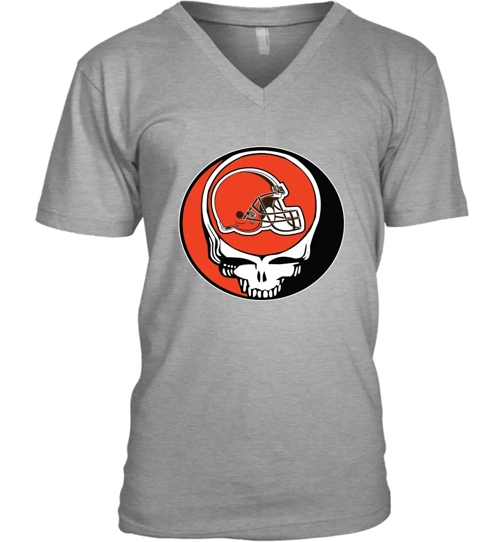 Cleveland Browns Grateful Dead Steal Your Face NFL Football Mens V-Neck T-Shirt