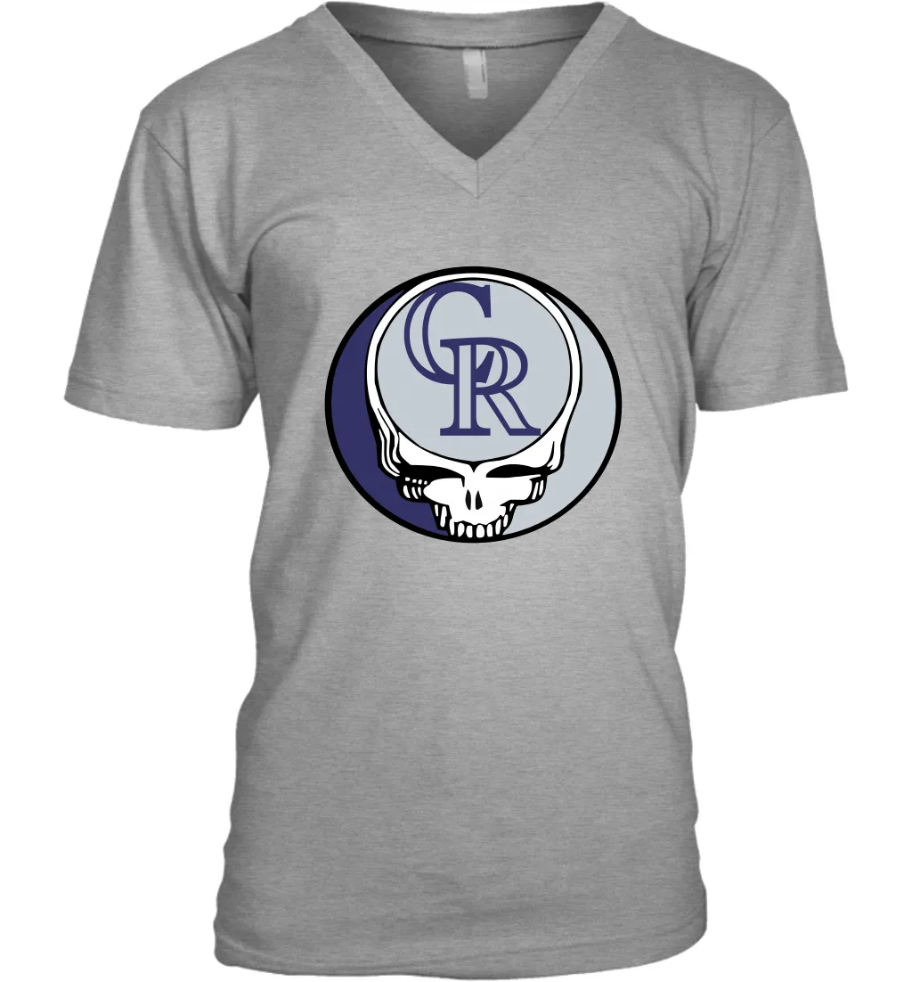 Colorado Rockies Grateful Dead Steal Your Face Baseball Mens V-Neck T-Shirt