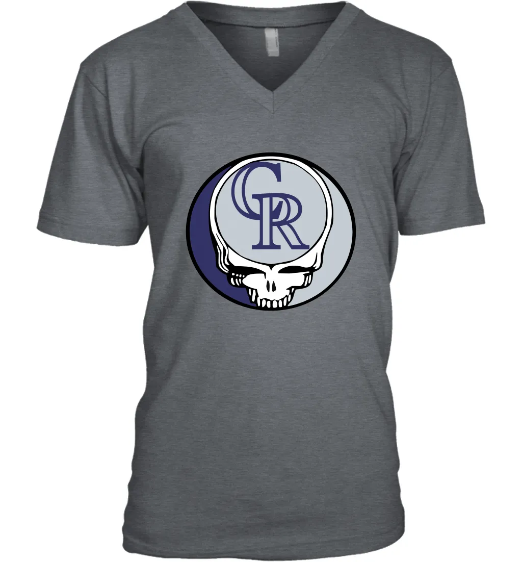 Colorado Rockies Grateful Dead Steal Your Face Baseball Mens V-Neck T-Shirt