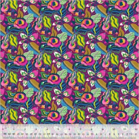 Cotton Fabric CAMILLIA GRAPE from BOTANICA Collection, Windham Fabrics, 54015-8