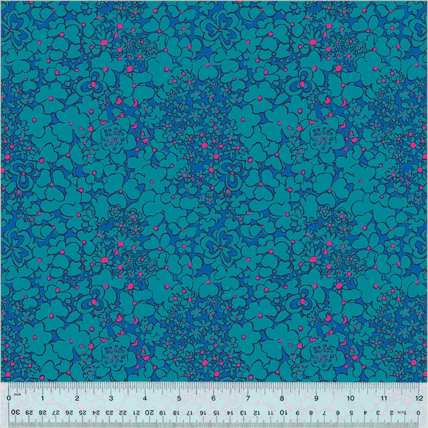 Cotton Fabric PERIWINKLE BLUE from BOTANICA Collection, Windham Fabrics, 54016-14