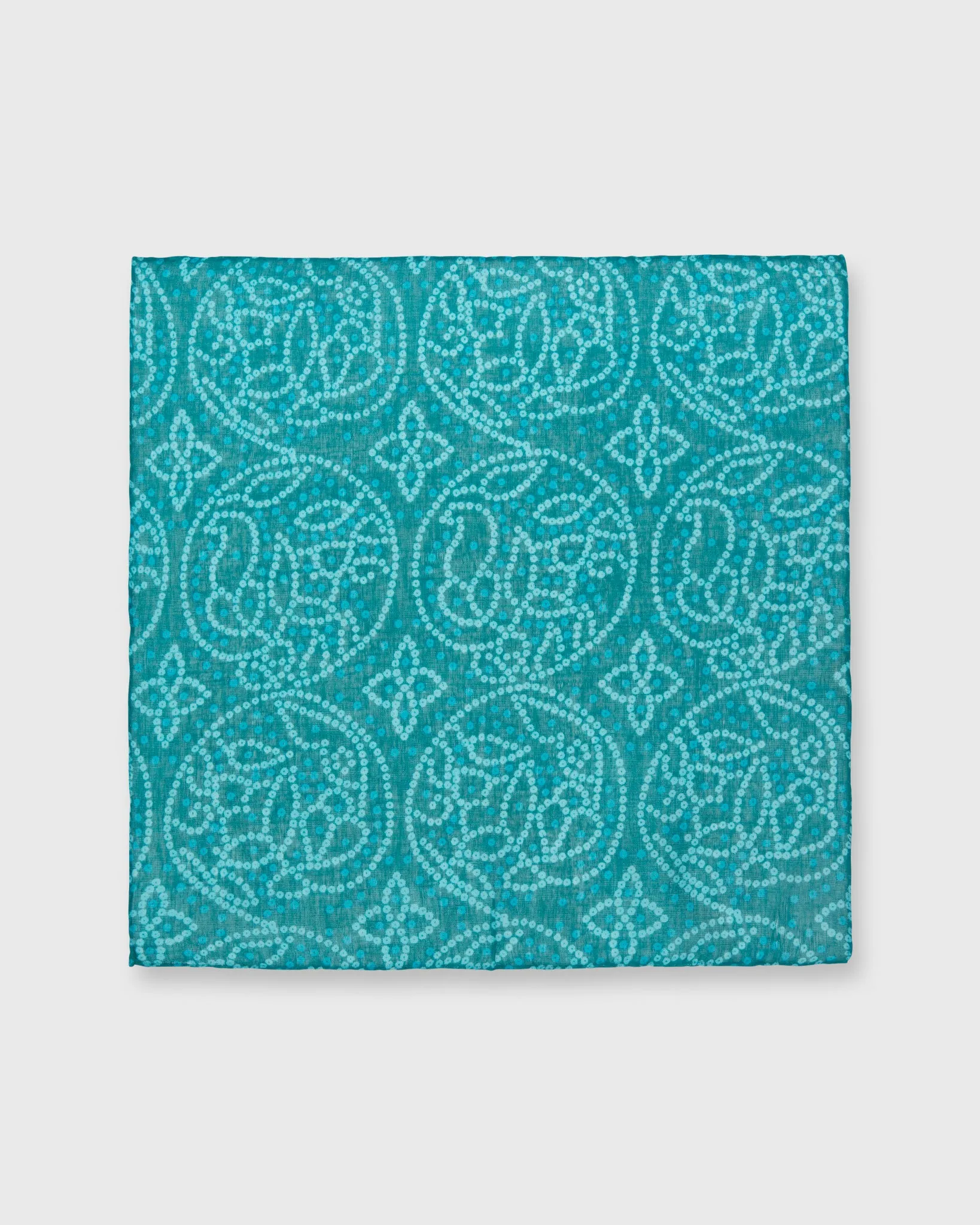 Cotton Print Pocket Square in Teal/Mint/Turquoise Dot Constellation