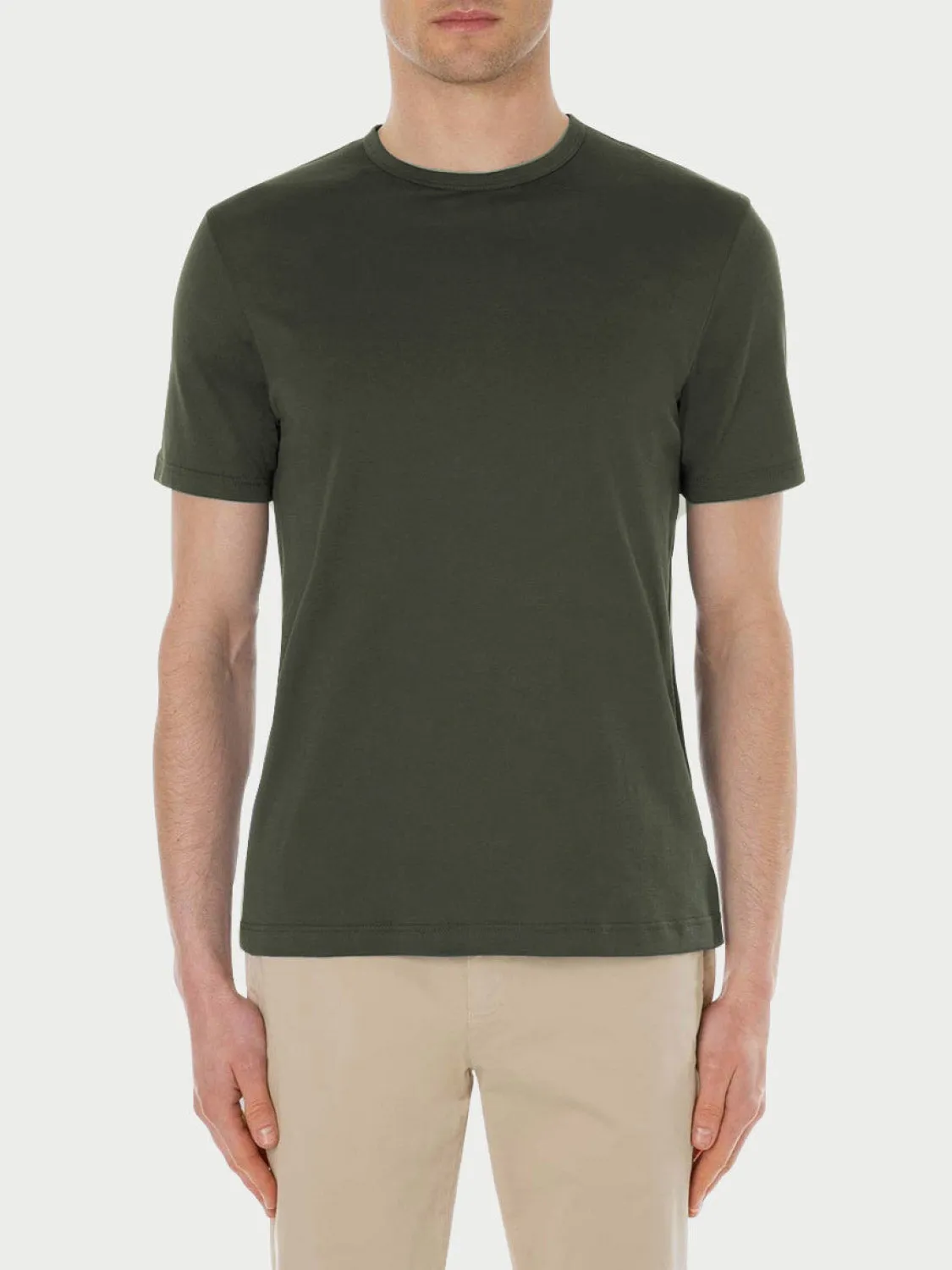 Crewneck Slim Fit Organic Cotton T-shirt Khaki