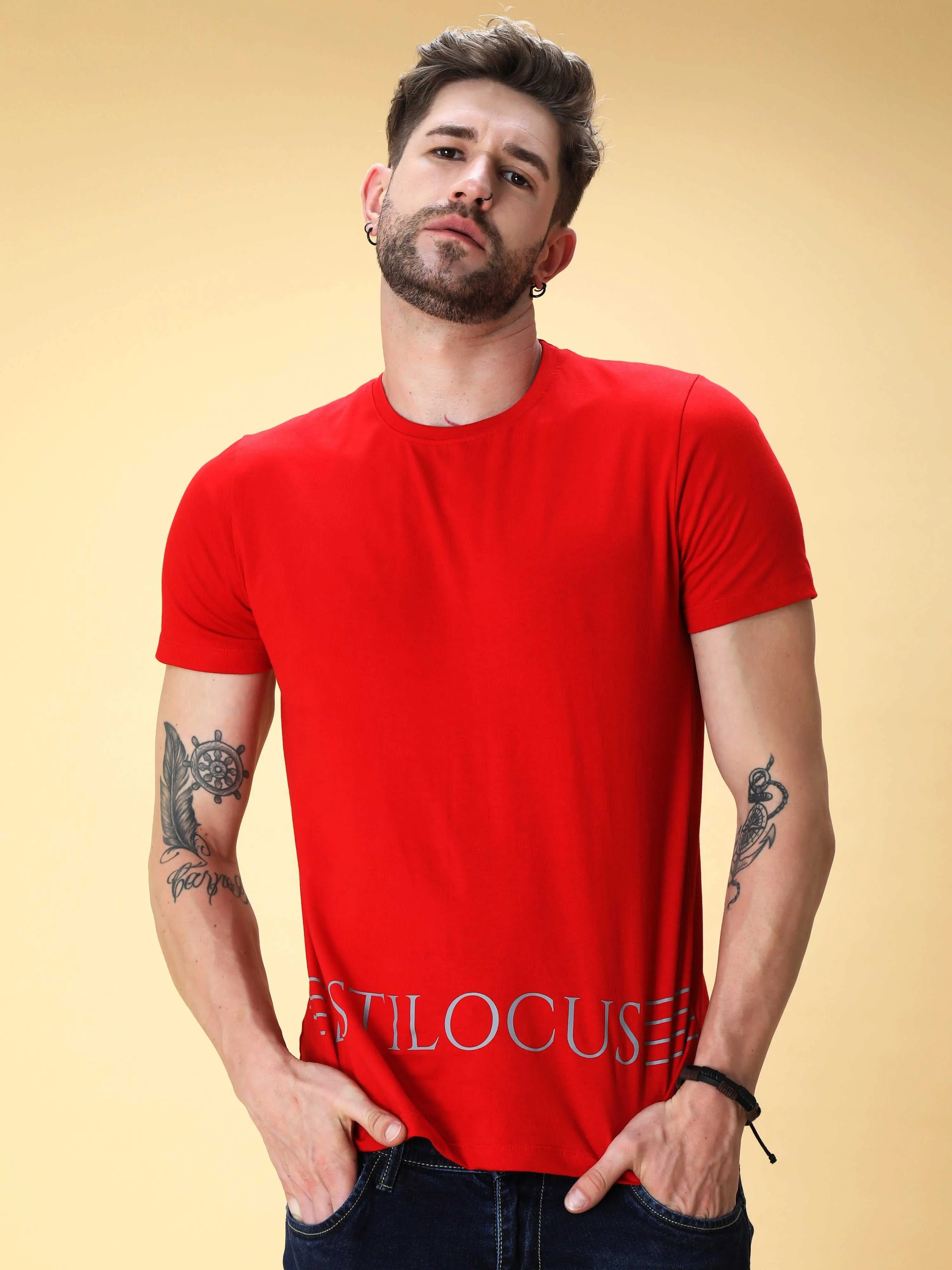 Crimson Red Crew Neck T-Shirt