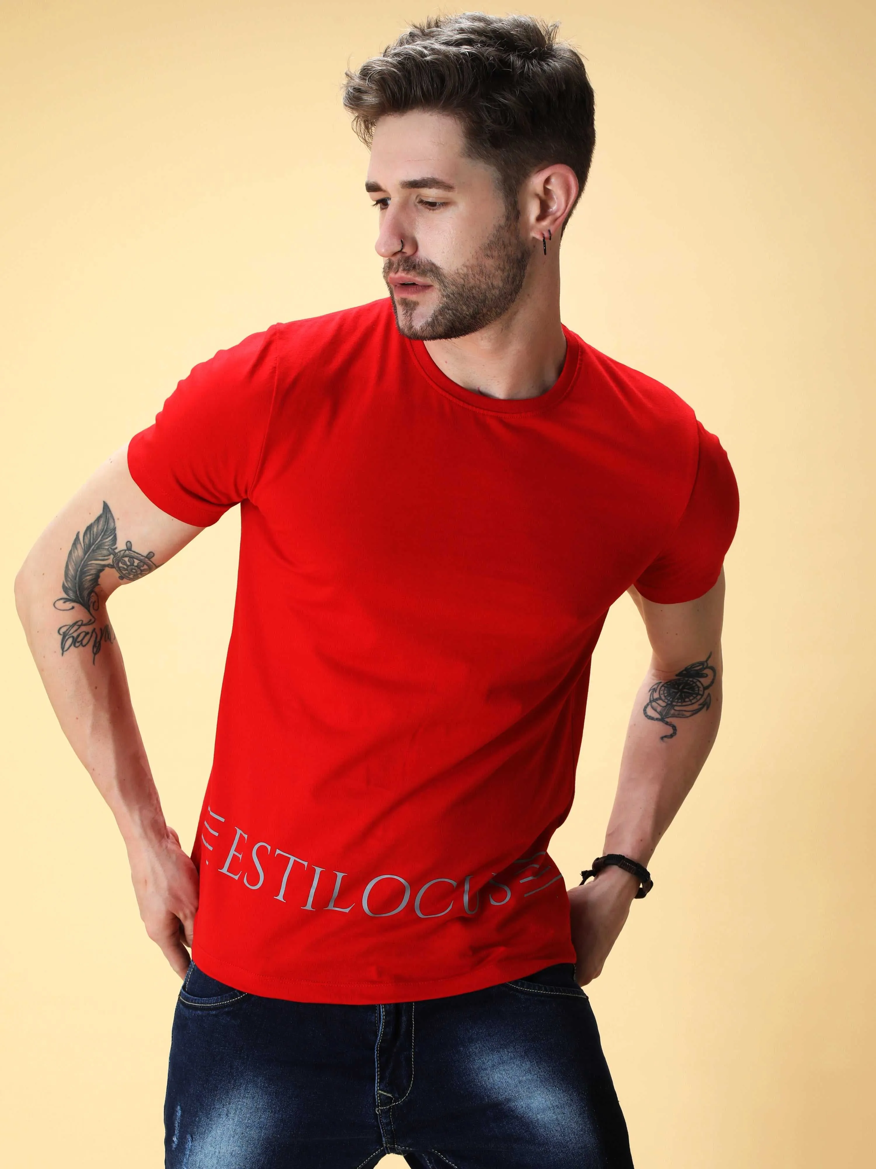 Crimson Red Crew Neck T-Shirt