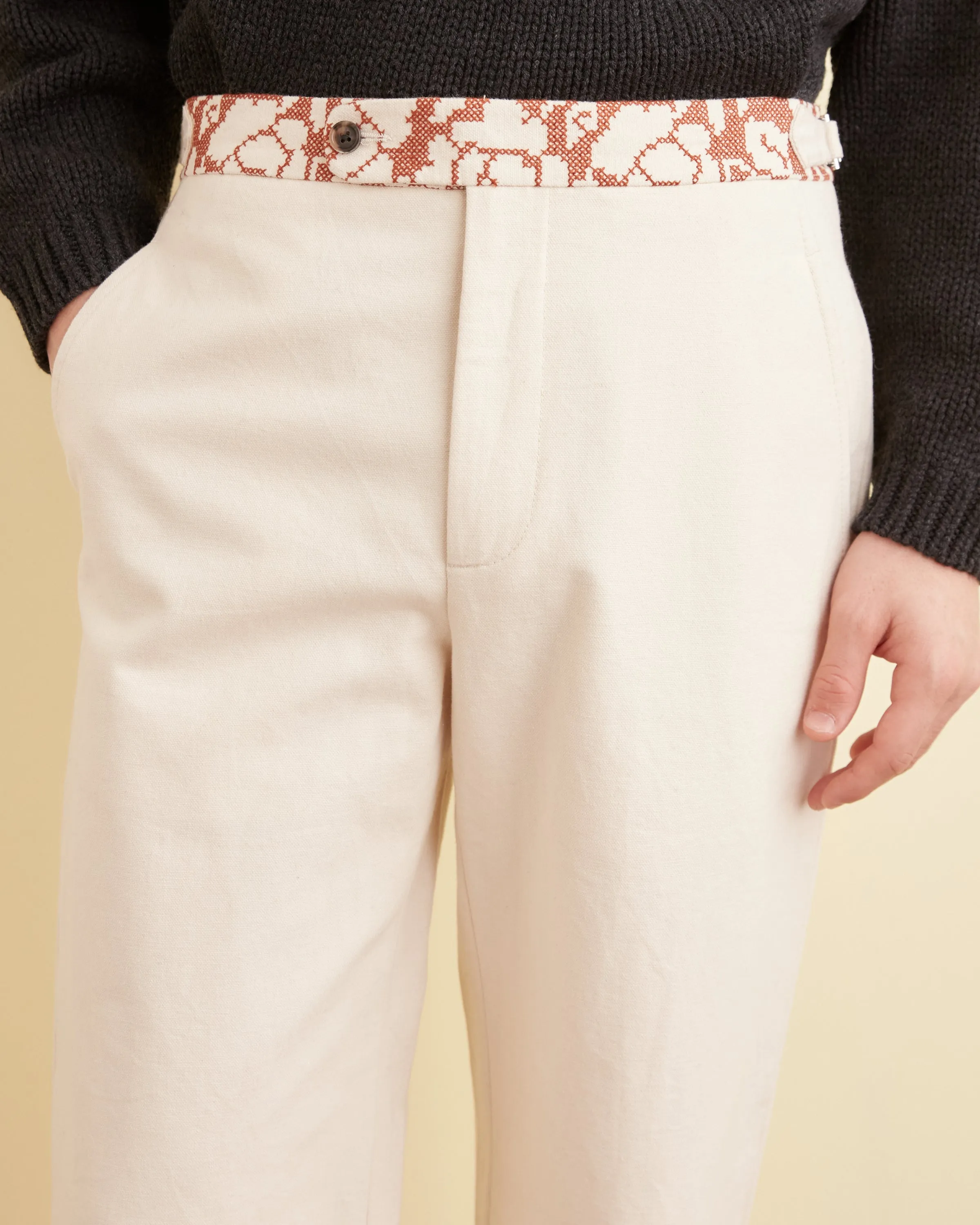 Cross-Stitched Rose Garland Trousers