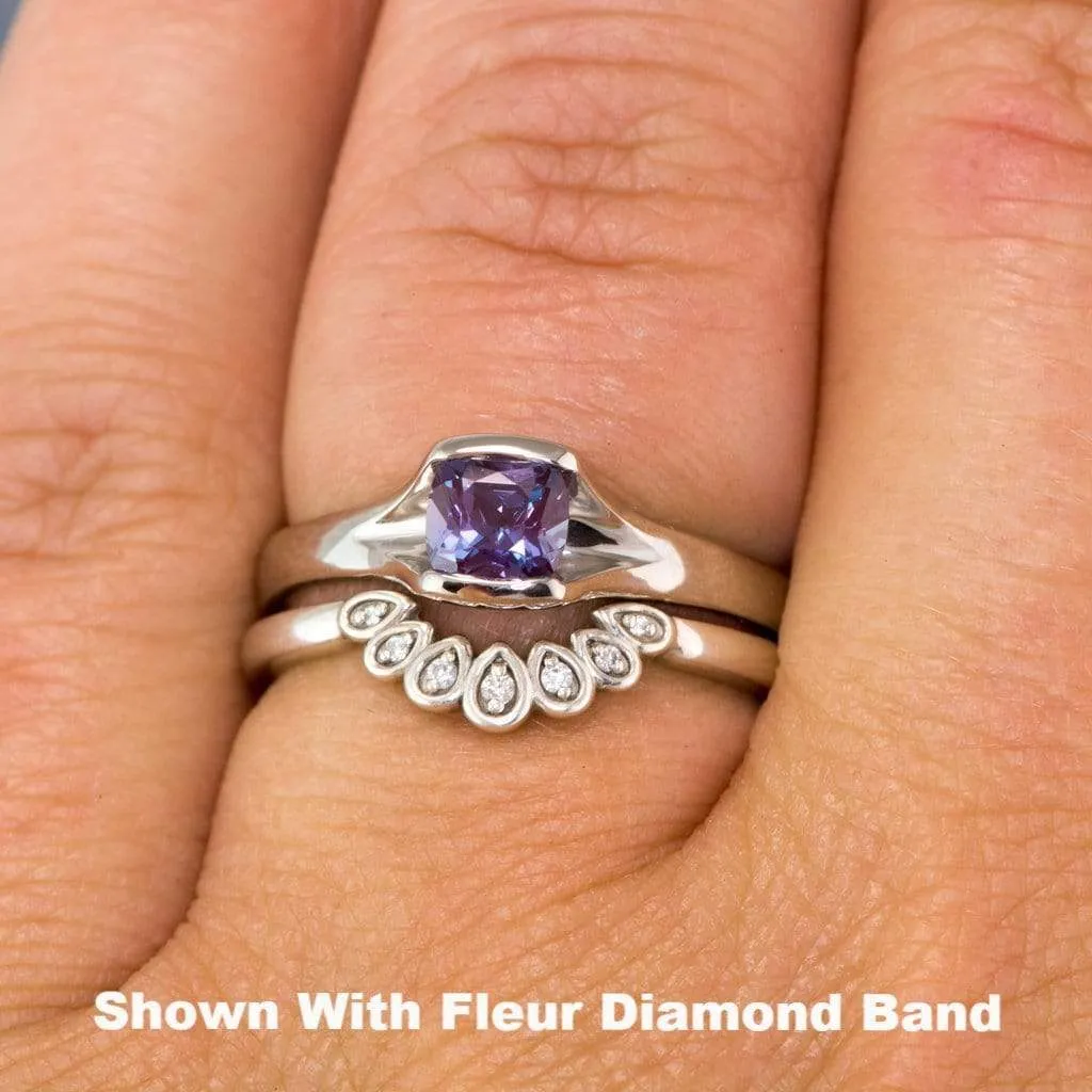 Cushion Cut Alexandrite Fold Solitaire Engagement Ring