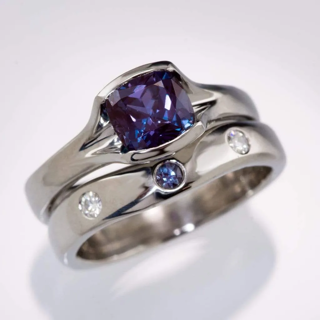 Cushion Cut Alexandrite Fold Solitaire Engagement Ring